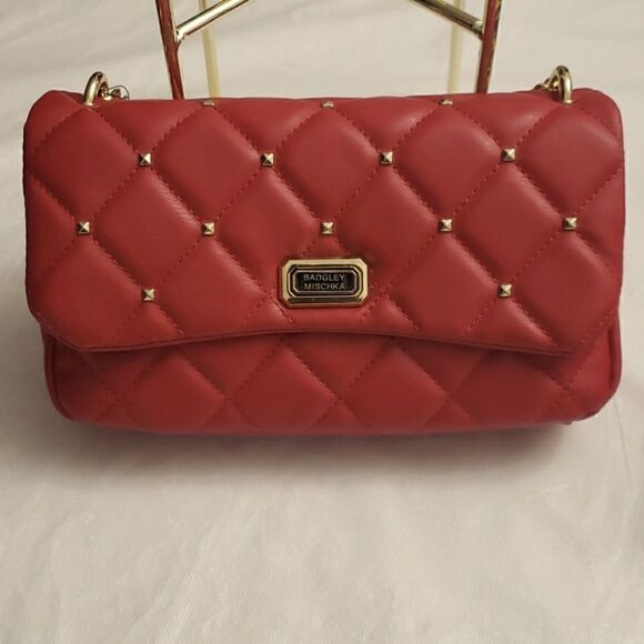 Badgley Mischka Studs Embossed Red Crossbody Shoulder Embossed Bag NWT - Picture 8 of 12